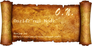 Oszlányi Noé névjegykártya